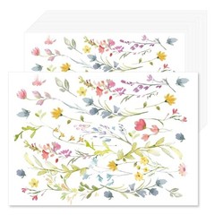 50 Pcs Wildflower Paper Placemats, 11×16 Inch Watercolor watercolor flower