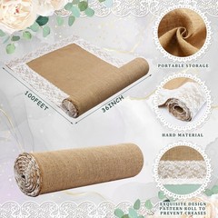 Preboun 3ft x 100 ft Wedding Aisle Runner Outdoor Natural Burlap Aisle Runner…
