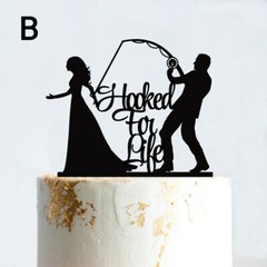 4 Styles Funny Fishing Hunting Wedding Cake Topper Decoration Groom & Bride
