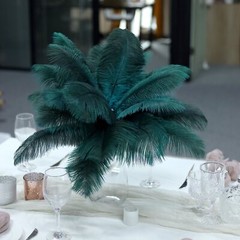 12 pcs 13-15″ long Teal Genuine Ostrich FEATHERS Wedding Party Centerpieces