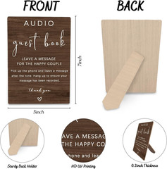 Audio Guestbook Sign, Audio Phone Guestbook Wooden Stand 5X7Inch, Wedding