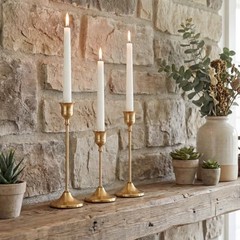 Metal Taper Candlestick Holders Vintage Brass Home Decor for Set of 6 Gold