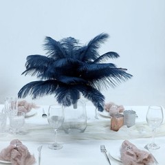 12 pcs 13-15″ long Navy Blue Genuine Ostrich FEATHERS Wedding Party Centerpieces