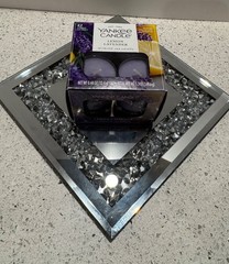 MIKASA GENUINE CRYSTAL VOTIVE Candle Holder with YANKEE CANDLE TEA LIGHT CANDLES