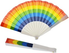 12 Pack Rainbow Folding Fans Red, Orange, Yellow, Green, Blue, Purple