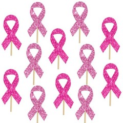 Pink Ribbon Centerpiece Sticks Breast Cancer Awareness Party Decorations 12PC…
