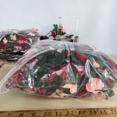 3 Dimension Floral Silk Garland Pink & Red Green Foliage LOT A Lot of Unopened