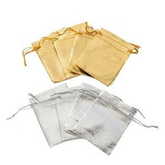 50pcs Gold Gift Drawstring Bags Pouches For Jewelry Organizers Candy Package