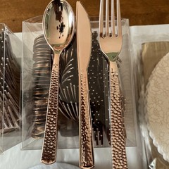 Wedding Misc Table Settings Rose Gold Utensils Paper Lace Placemats, Plates