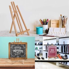 U.S. Art Supply 18″ Large Tabletop Display Easel – Beechwood Artist A-Frame D…