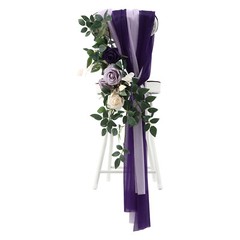 Bohemia Wedding Chair Decorations 6Pcs Purple Beige Green Floral Arrangement