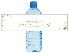 100 Vines floral theme wedding anniversary Water Bottle Labels 8″x2″