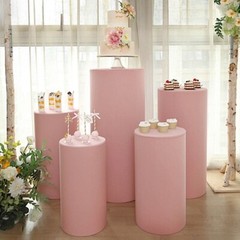 5 DUSTY ROSE Fitted Spandex Cylinder Display STAND COVERS Set Party Decorations