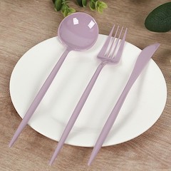60 LAVENDER Heavy Duty Forks Spoons and Knives Set Party Disposable Tableware
