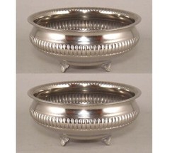 Compote Bowl Vase Aluminum Ribbed 3 Leg Base 8″D 3.75″H Set/2 FREE SHIPPING