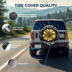 Father’s Day PVC Spare Tire Cover for Size 14 for Diameter 24″-27″ Sunflower