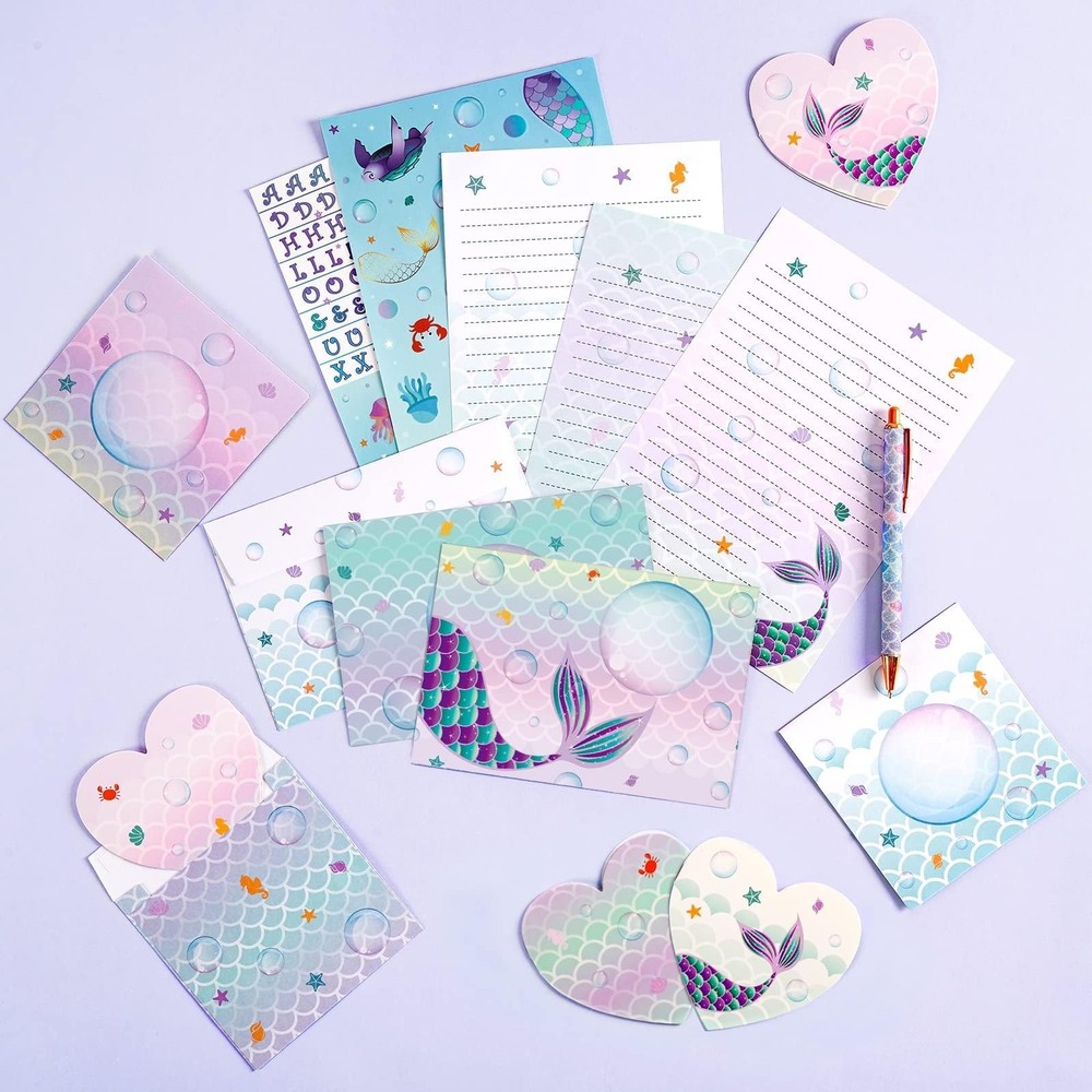 WERNNSAI 69 PCS Stationery Letter and Envelopes, Mermaid Kids Stationery Set,…