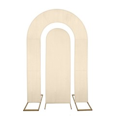 2 BEIGE Fitted Spandex Open Arch Double Sided Backdrop STAND COVERS Party Event