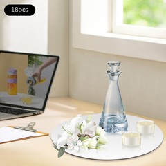 18Pcs Round Mirror Candle Plate Set Circle Mirror Trays Mirror Centerpiece NEW