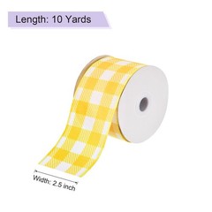 Plaid Check Ribbon, 2.5 Inch x 10 Yards Gingham Ribbon, Bright Yellow