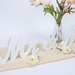 WHITE Glittered Wooden Mr & Mrs Freestanding Wedding Table DISPLAY SIGNS Party