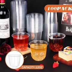 100 Pcs Disposable Stemless Glasses 12oz Crystal Plastic Clear – 100pcs