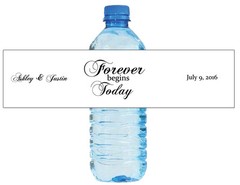 100 Forever Begins Today Wedding Birthday Party Water Bottle Labels