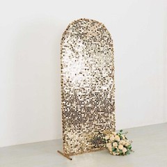 6 ft CHAMPAGNE Big Payette Sequin Fitted Round Top Wedding Arch STAND COVER