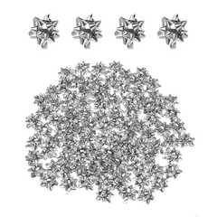 100pcs 1″ Mini Star Gift Bows Metallic Christmas Bows for Gift Wrapping, Silver