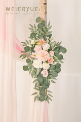 Deluxe Pink Wedding Arch Flowers & Drapes Kit – 5 Piece Floral Set