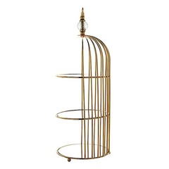 22″ Gold 3 Tier Metal Mirror Glass Hanging Bird Cage Dessert Stand Decorations