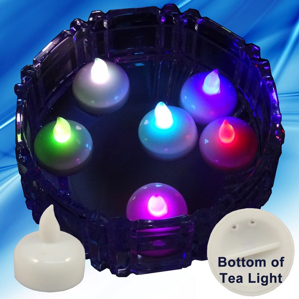 36 Multicolor Led Floating Floral Tea Light Candle for Wedding Centerpiece Decor