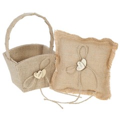 1 Set Rustic Ring Bearer Pillow Flower Basket For Wedding Premium