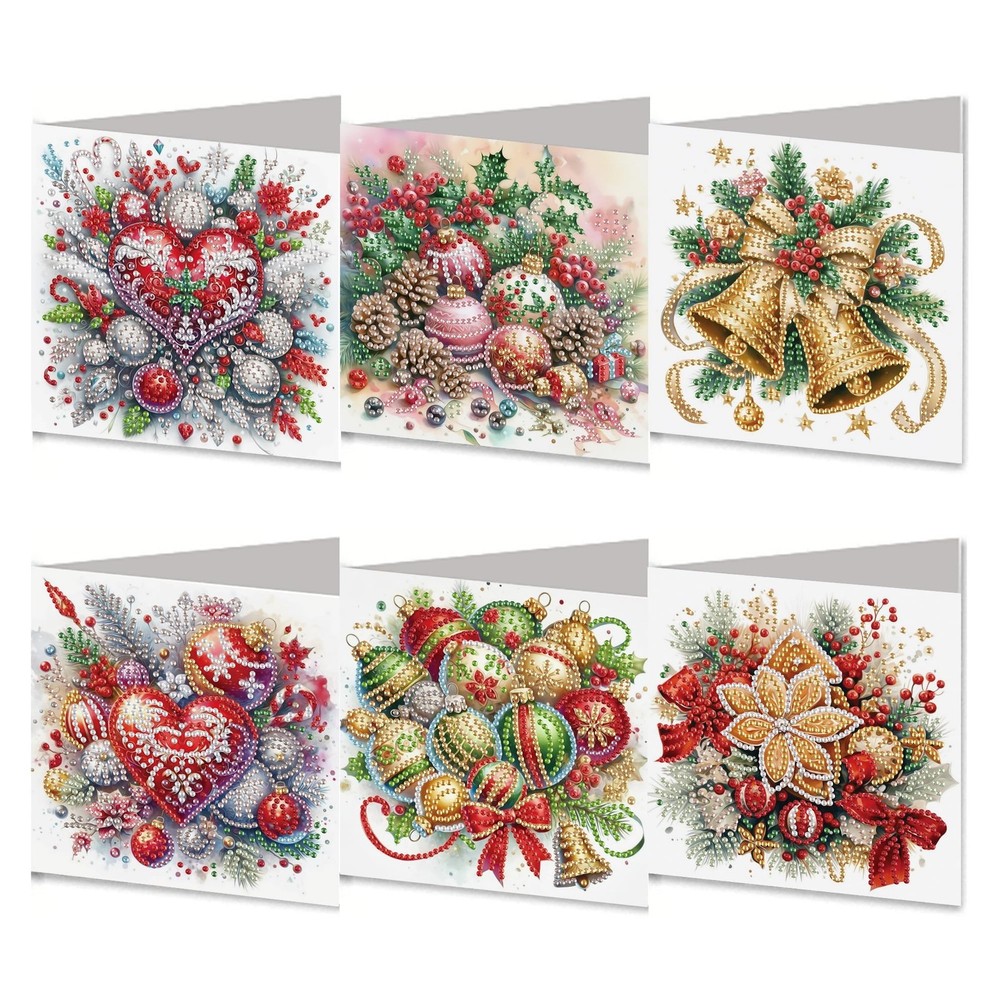 DIZAKIM 6 Pieces Christmas Theme Design Diamond Painting Greeting Card Set, D…