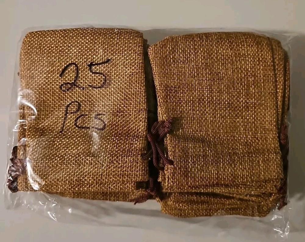 25 Burlap Wedding Favor Bags Linen Jewelry Pouches Jute Hessian Gift Bag