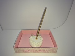Wedding Registry Pen Stand Holder With Pen Heart Draped W Roses