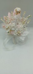 Vintage Handmade Wedding Corsage Composition Bride Lace Hearts Dove Millinery