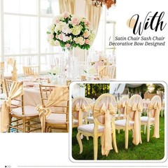 100PCS Satin Chair Sashes Bows Wedding Party Event Decorations Shiny Fabric New
