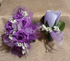 NEW 5″ Artificial Purple Rose Wrist Corsage Tulle Tufts Butterfly Lavender Bout