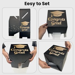 Graduation Card Box 9 Inch Congrats Grad Foldable Money Box Black 2025