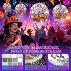 2/3 Pcs Large Disco Ball Mirror Big Hanging Glass for Party Events Wedding
