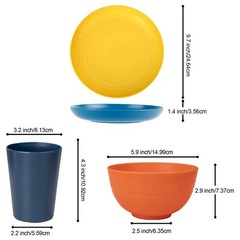 Liyh Love In Your Heart Liyh 36 Pcs Wheat Straw Dinnerware Sets Plastic