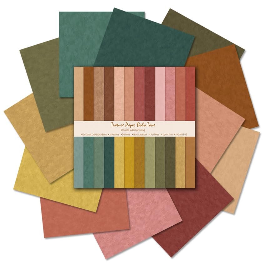 Scrapbook Paper 12×12, 24 Sheets Double-Sided Decorative Patterned, B-Boho