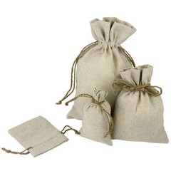 Upscale Natural Linen Bags with Hemp Drawstrings – 12 PCS – Choose size
