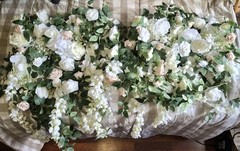 Used ONCE Ling’s Moments Artificial Flowers On Green Paneling White Pink & Blush