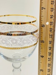 Gold Edged Floral Wedding Anniversary Wine Glasses Set of 2