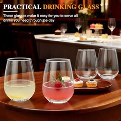 12 pack Stemless Wine Glasses,wine glasses set of 12,16oz wine glass For High