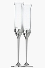 Vera Wang Wedgwood Champagne Flutes Bow Clear/Silver 70ml Set of 2