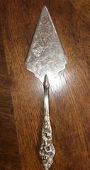 Ornate Silver Wedding Cake Server Elles Italy. Serrated edges. High shine.