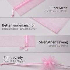 Luxurious 100 Pack Pink Organza Jewelry Bags – Perfect for Weddings & Festivals